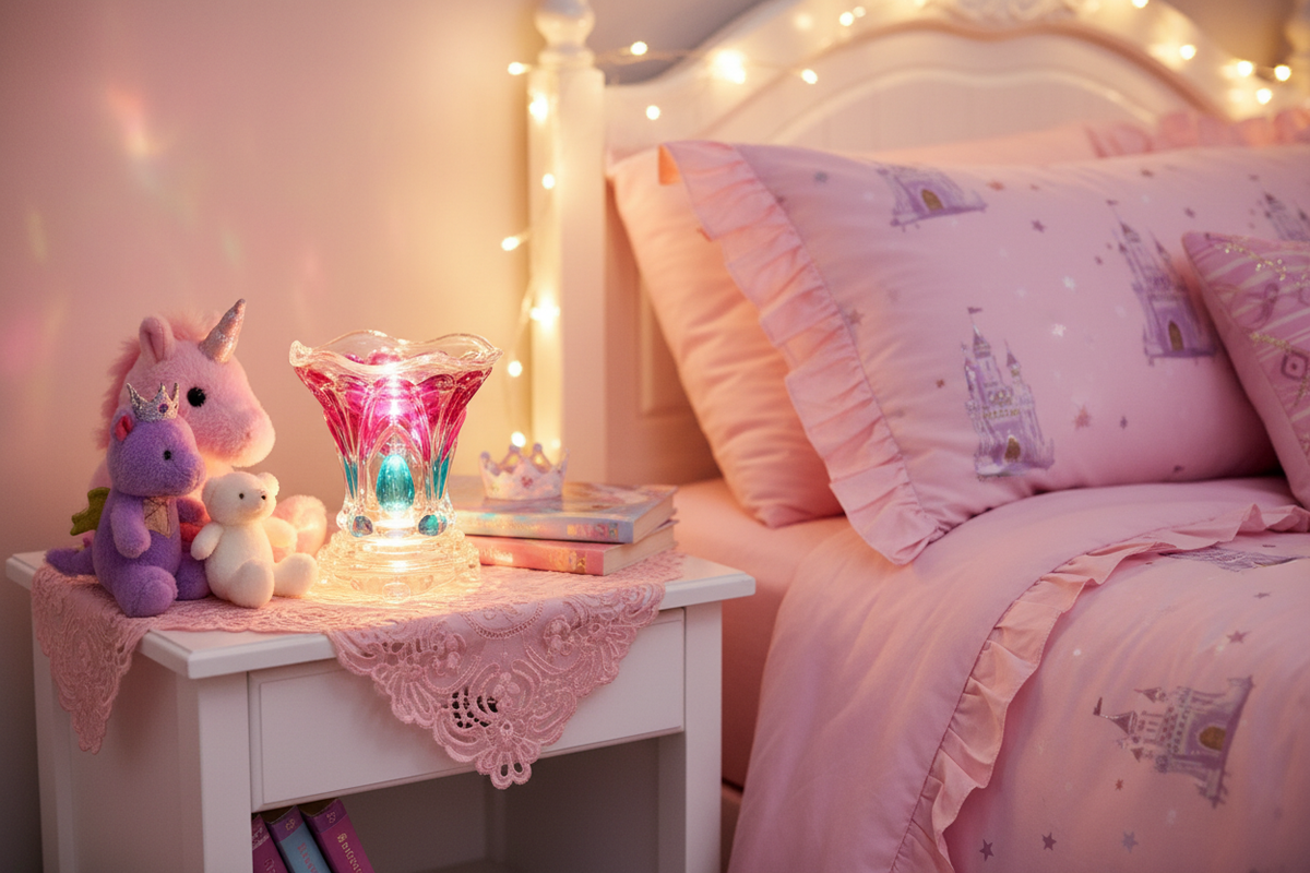Princess bedroom pink teal warmer