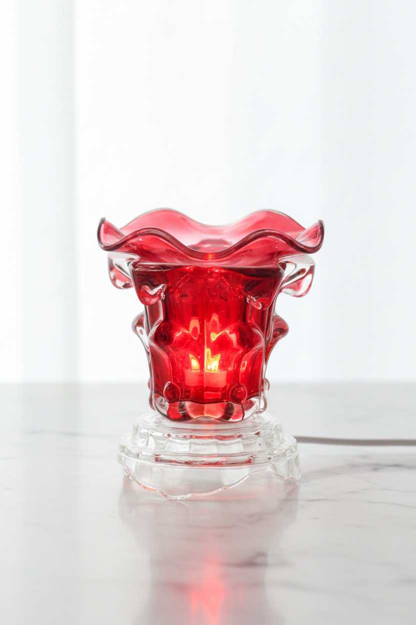 Red crystal tulip warmer light background