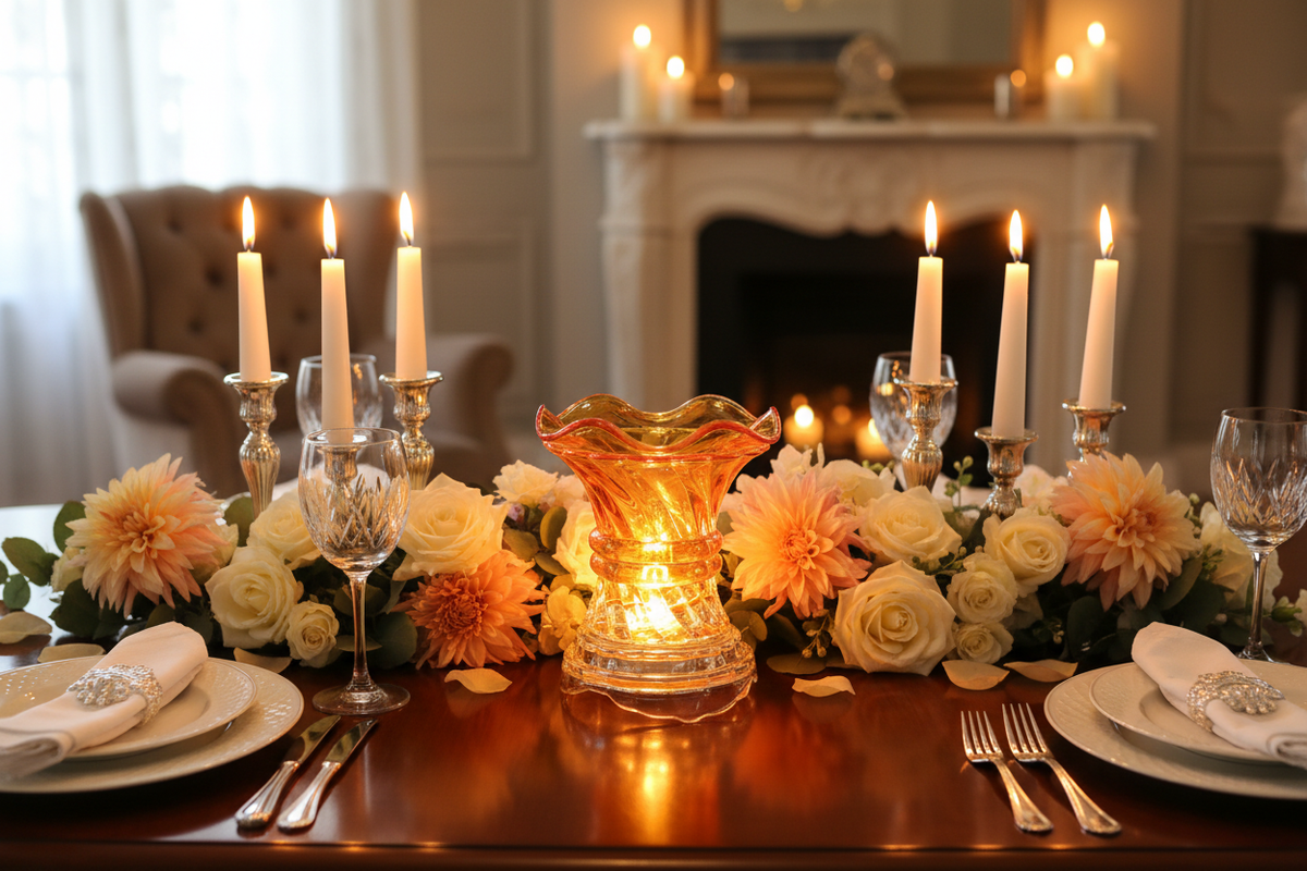 Romantic dining table amber