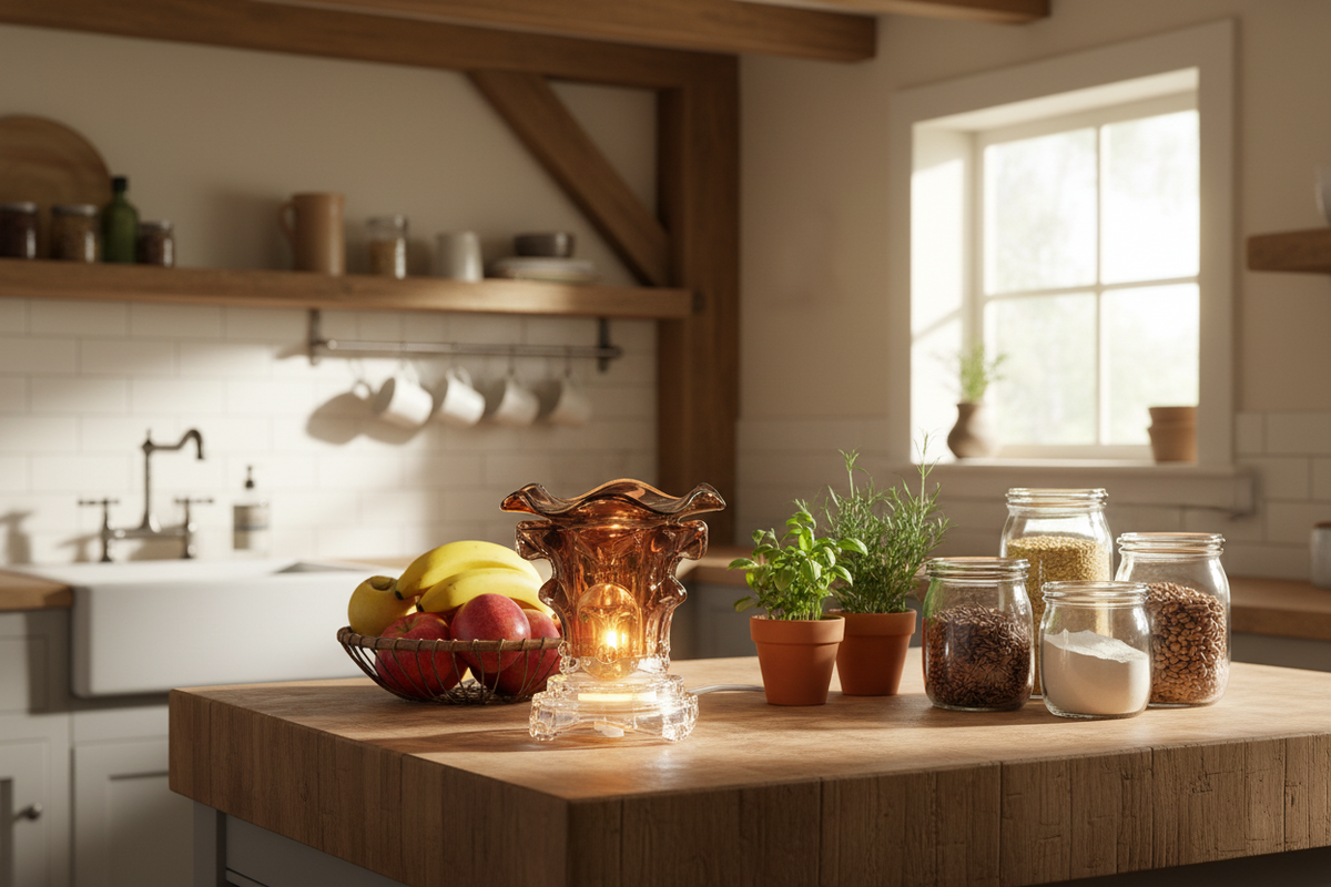 Rustic farmhouse kitchen brown warmer