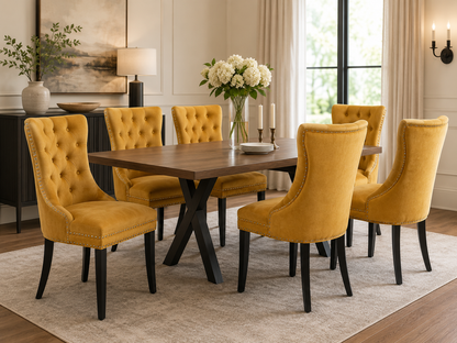 1 Chair – High-End Tufted Velvet Dining Chair with Solid Wood Legs