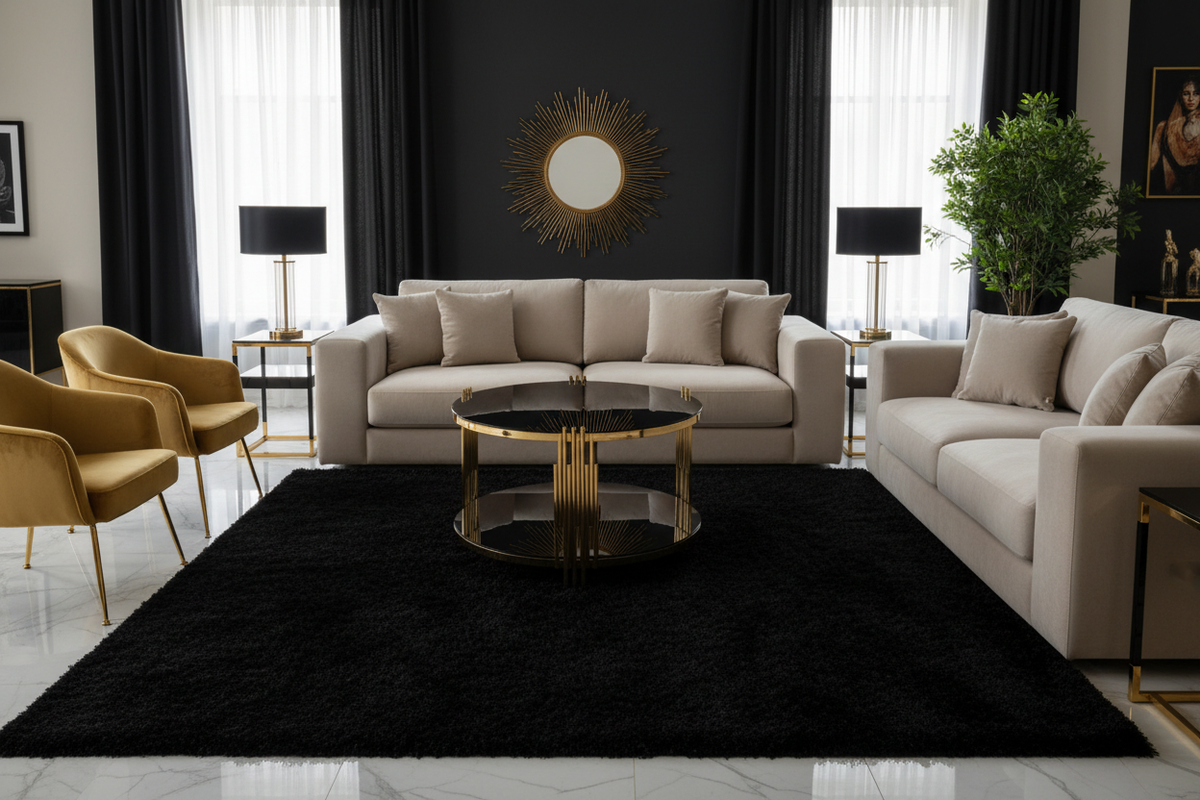 Smooth Bulky Dark Cream Sofa Set