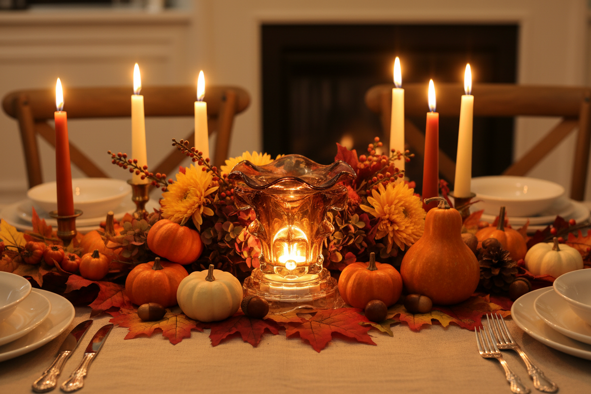 Thanksgiving table brown warmer