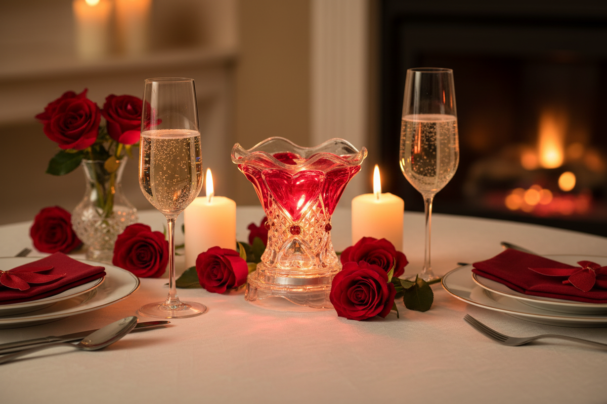 Valentine dining sparkling juice heart warmer