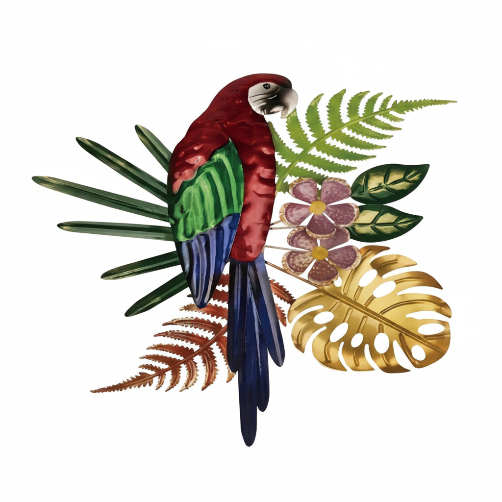 Vintage Parrot Wall Art - White Background