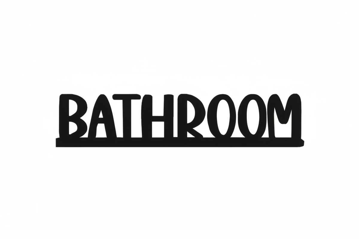 White Background – Bathroom Sign