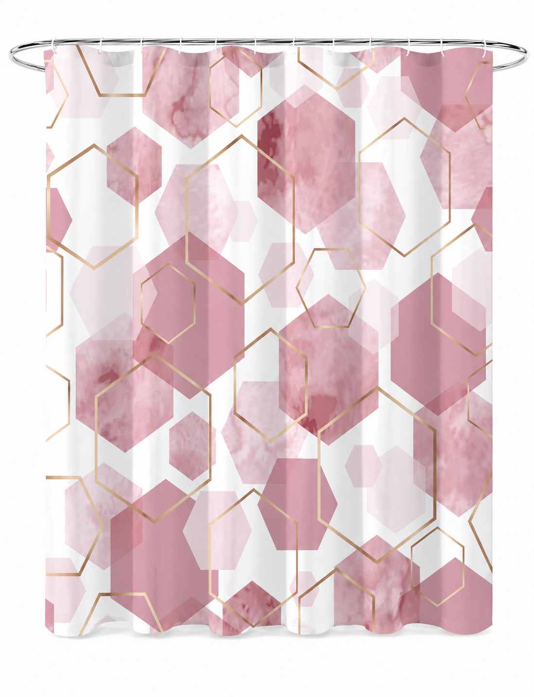Abstract Pink Geometric Shower Curtain – 72"W × 72"H Polyester