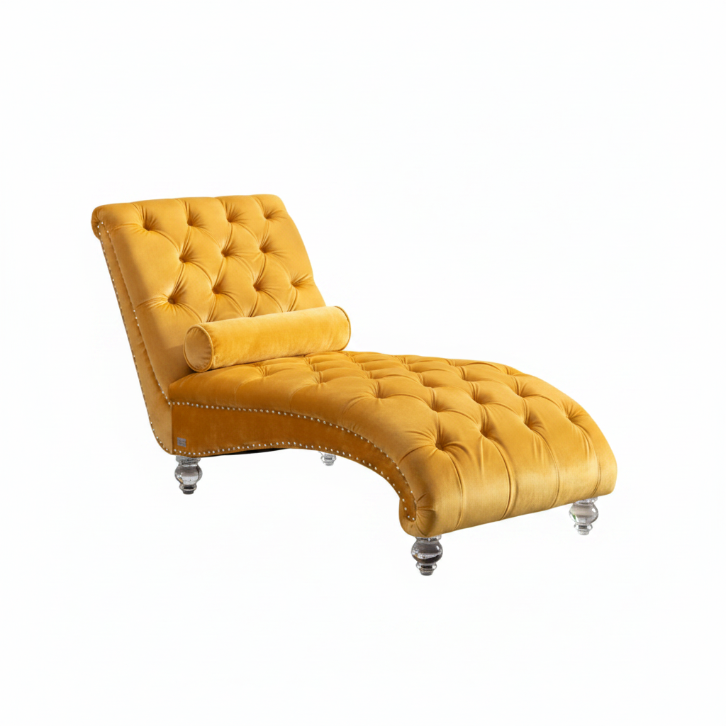Yellow Chaise White Background
