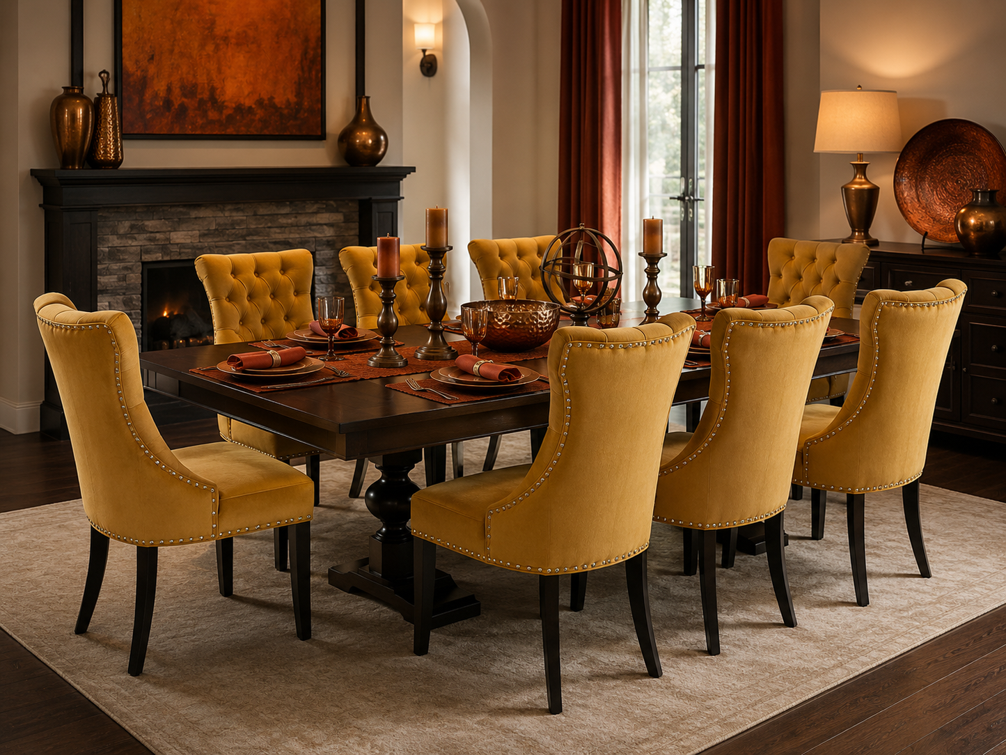 1 Chair – High-End Tufted Velvet Dining Chair with Solid Wood Legs